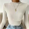 Women's Mock Neck Long Sleeve Crop Knit Top Regular Fit Solid Ribbed Sweater