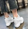 Fashion New Women's Ankle Boots Autumn Leather Chunky Shoes Woman Platform Height Increased Sneakers 10CM Thick Sole Wedges White Boots