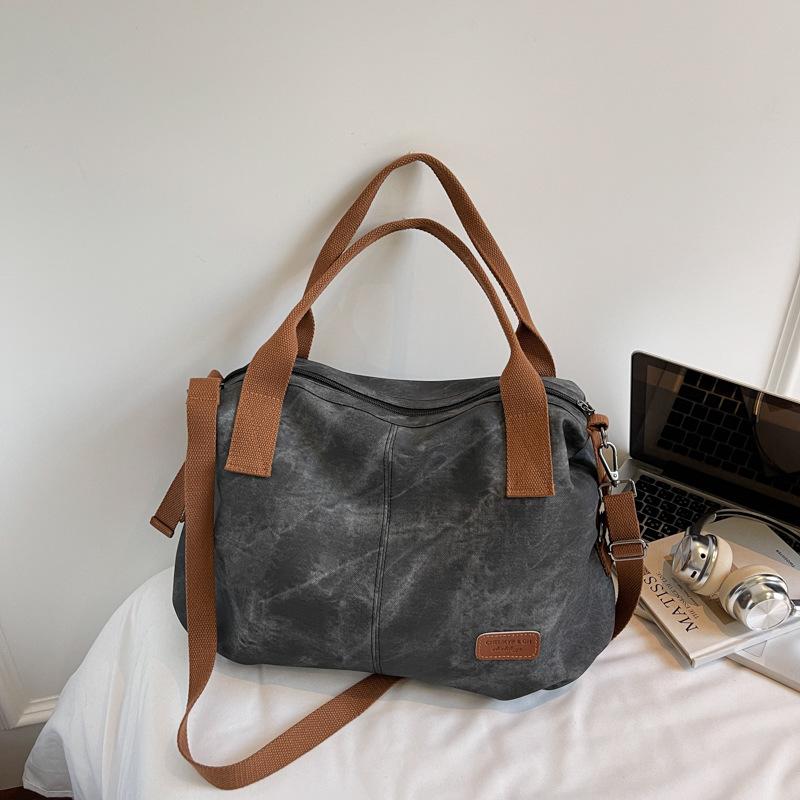 Large capacity retro tote bag 2025 new simple and fashionable women's shoulder messenger bag casual girl bag tide