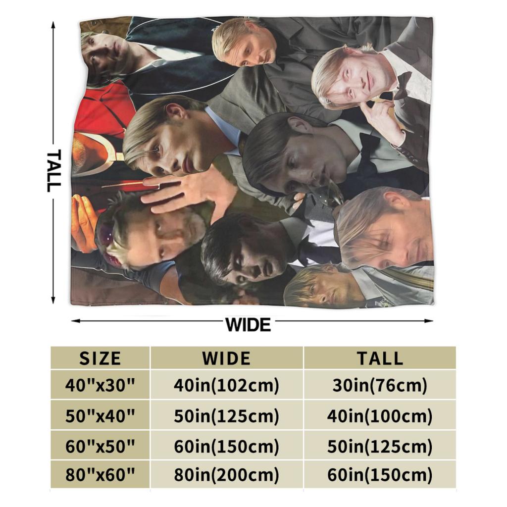 Mads Mikkelsen Decke Camping Flanell Überwurfdecke Für Schlafzimmer Warm Weich Individuelle Qualität Tagesdecke Geschenk