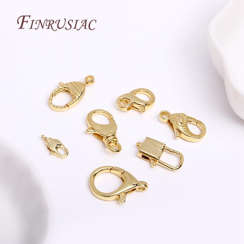 Trendy 7 Styles 18K Gold Plated Lobster Clasp Hooks Connector For Making Necklace Bracelet DIY Chain Jewelry Materials Wholesale