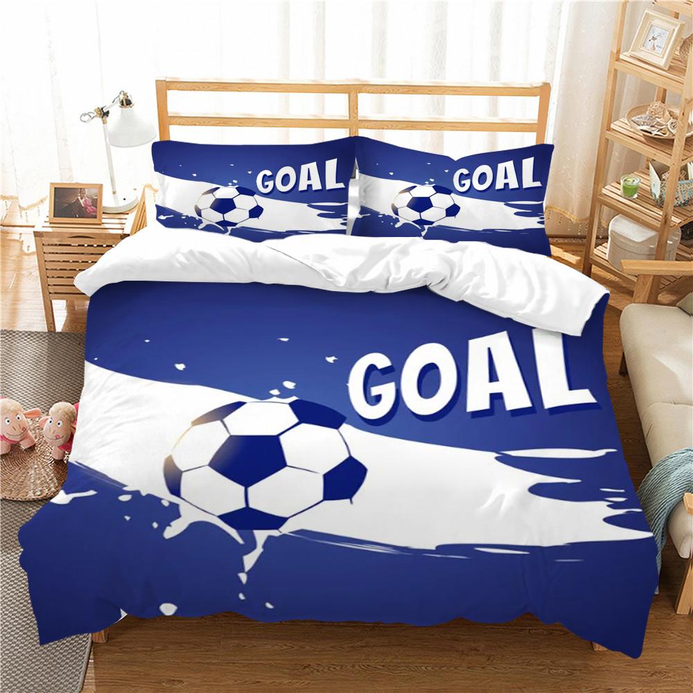 Home Bedding Set 3D Football Print Quilt Cover Washable Bedclothes Bed Suit Pillowcase Single Double King Bed Set