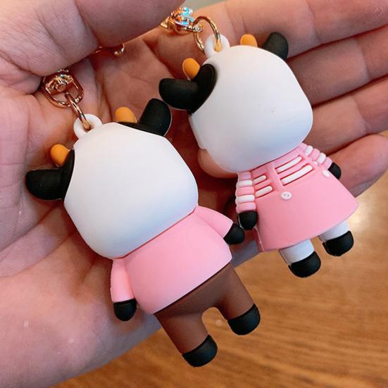 Breloc Papușă Vacă Desene Animat Geantă de școală Pandantiv Breloc pentru mașină Portar cheie pentru cuplu Cadou