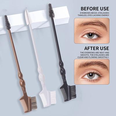 Double-Headed Eyebrow Comb Spiral Eyelash Comb And Eyebrow Brush Dual-Purpose Eyelash Curler Beauty Tool Makeup Brush