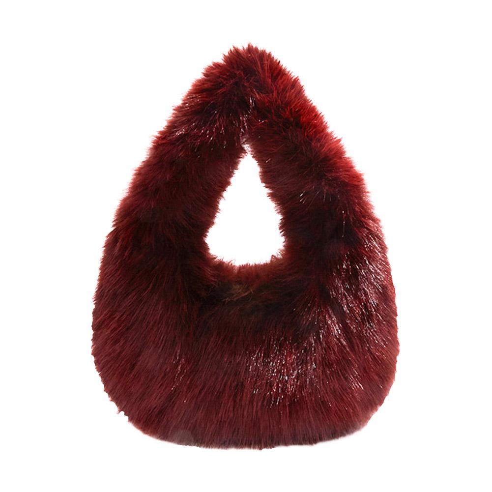 Women's soft plush handbag for winter, small and elegant tote bag for women, fashionable and trendy women's plush wallet