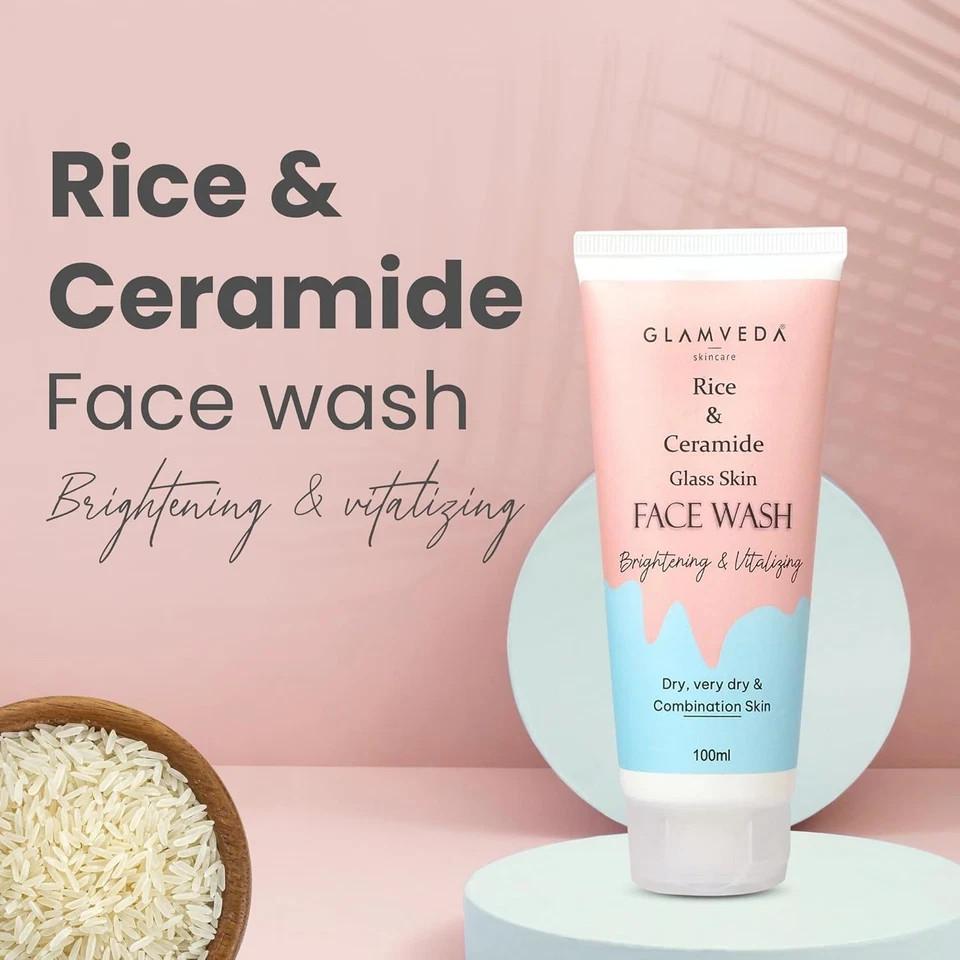 Glamveda Rice And Ceramide Face Wash For Glowing Skin 100ml