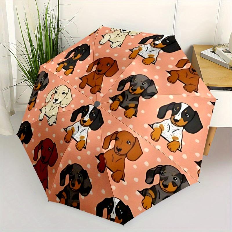 1pc Puppy Print Automatic Open/Close Umbrella, Umbrella with cartoon Design, Portable Compact Umbrella for Men & Women, Good Holiday Gift yy