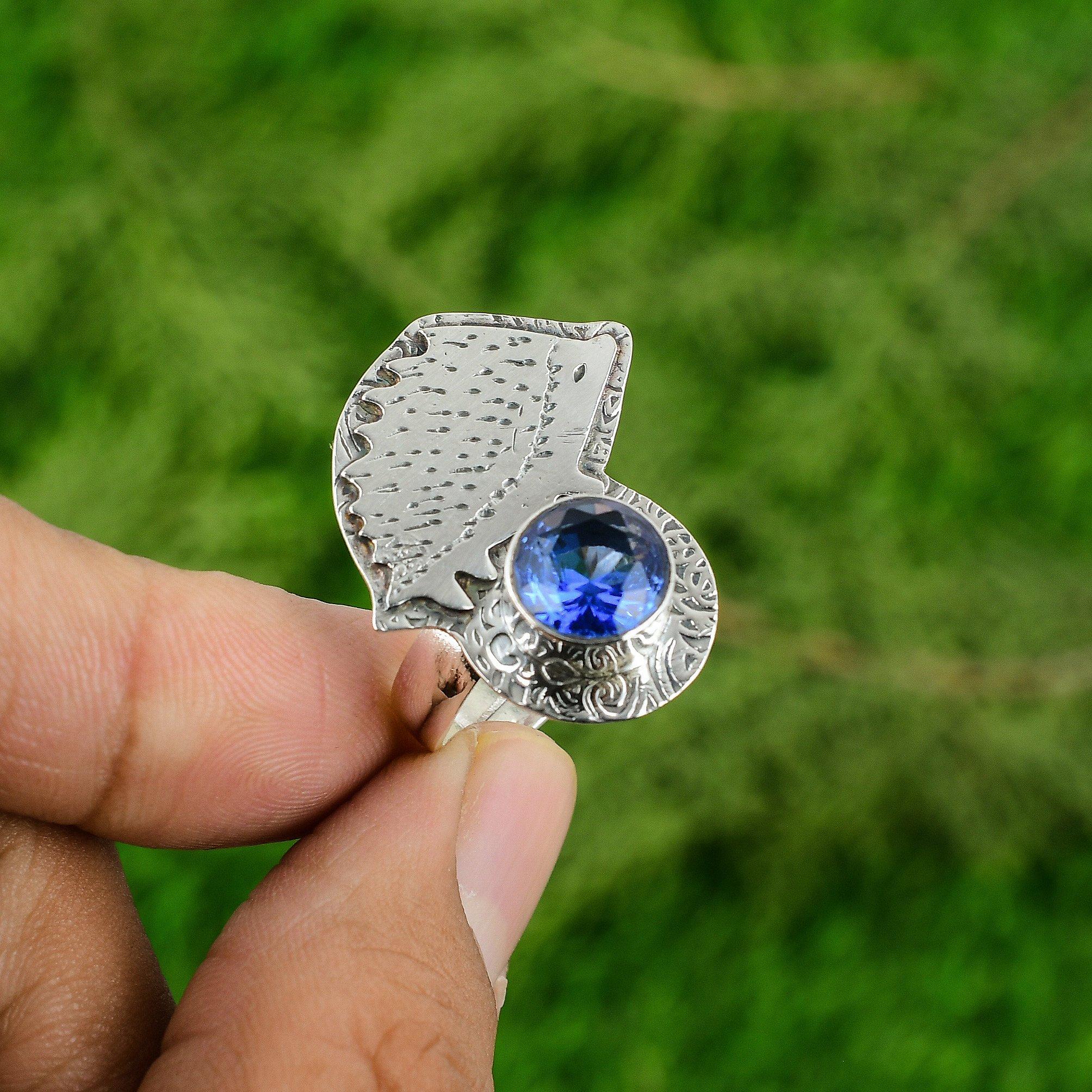 

Натуральный танзанит кварц солитер авторское юбилейное кольцо для жены стерлинговое серебро Adjustable