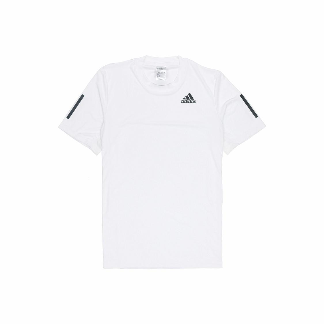 adidas Striped Sports Breathable Crew Neck Short Sleeve T-Shirt for Men, White XL