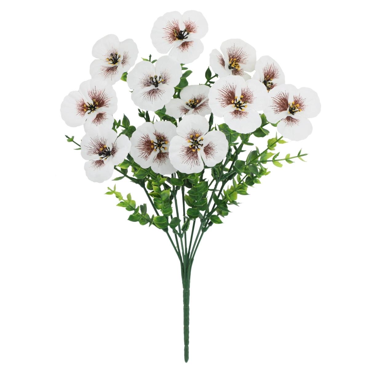 

4PCS Artificial Pansy Flowers Decor Outdoor Spring Flowers Pansies Wildflower UV Resistant Plants Faux Impatiens White 4pcs белый