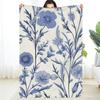 1 Stück Blaue Decke mit Blumenmuster Polyesterstoff maschinenwaschbar geeignet für Sofas Betten und Reisen
