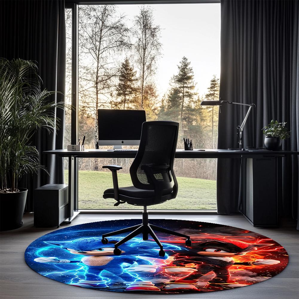 Runder Sonic-Teppich Teppich Stuhlteppich Bereichsteppich Eingang Fußmatten, für Bürostuhl Wohnzimmer Schlafzimmer Küche.