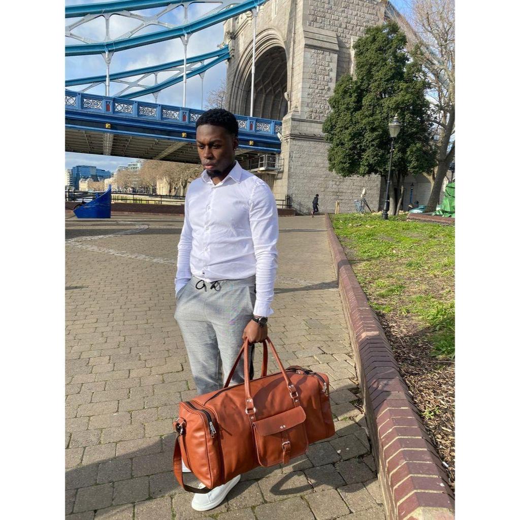 Travel Bag, Duffle Bag, Travel Holdall, Cabin Luggage, Holdall, Lightweight Luggage, Carry On Baggage, Brown Gym Bag, Workout Bag Leather