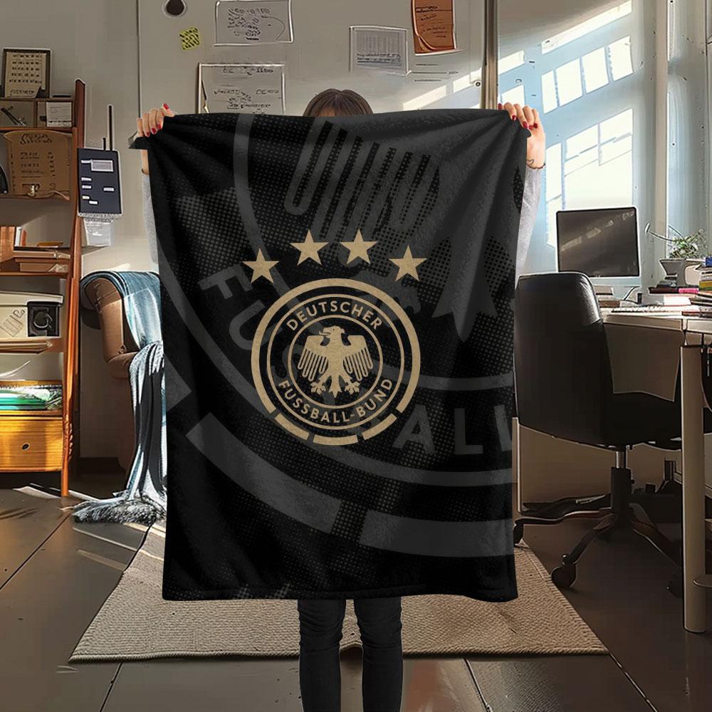 German Football Association Printed Flannel Blanket, soft throw for bedroom sofa, washable, fan merchandise, great gift.