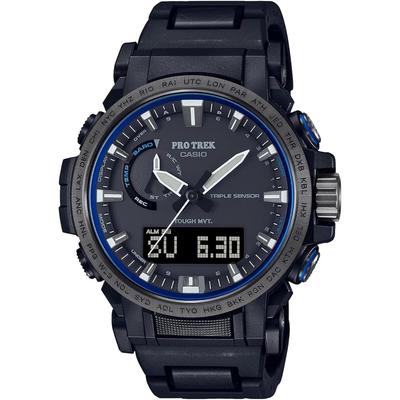 Casio Pro Trek laikrodis [Oficialus japoniškas produktas] Climber serija Radijo bangomis valdomas saulės energija maitinamas laikrodis Pagamintas iš biomasės plastiko PRW-61FC-1JF Vyriškas Juodas
