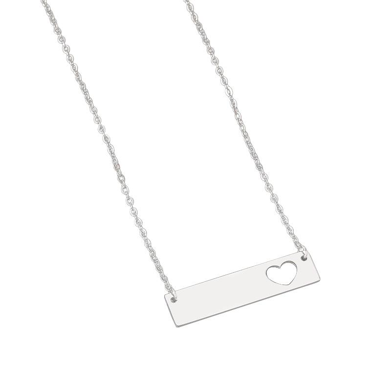 Stainless Steel Hollow Long Bar Engravable Necklace - Festival Gift