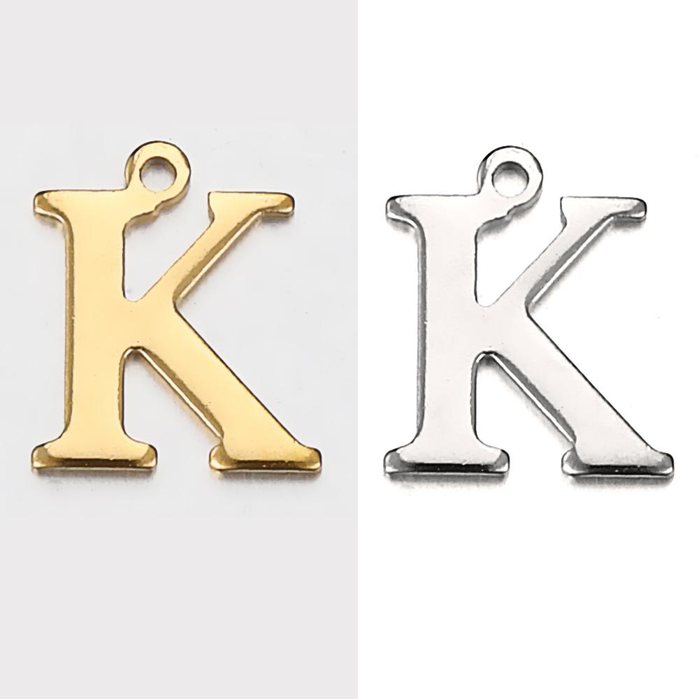 20pcs Stainless Steel Gold Letter Charm Initial Charms Alphabet Beads Pendants Assorted for Bracelet Necklace Jewelry Making DIY