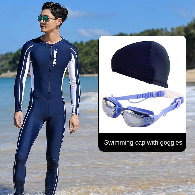 New Outdoor Men's Diving Suit One-piece Sunscreen Swimsuit Quick Drying Jellyfish Suit Surfing Professional Swimming Suit