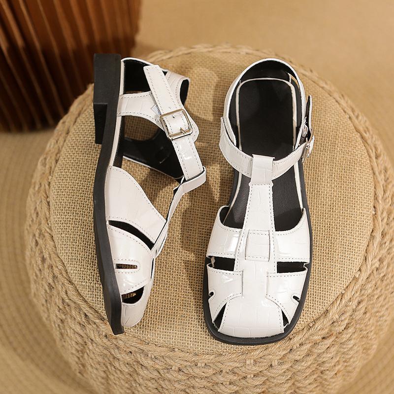 Fashion 2025 New Summer Flat Shoes Square Toe Pleated Women's Sandals Classic Slingback Casual Women's Slippers Party Women's Sandals