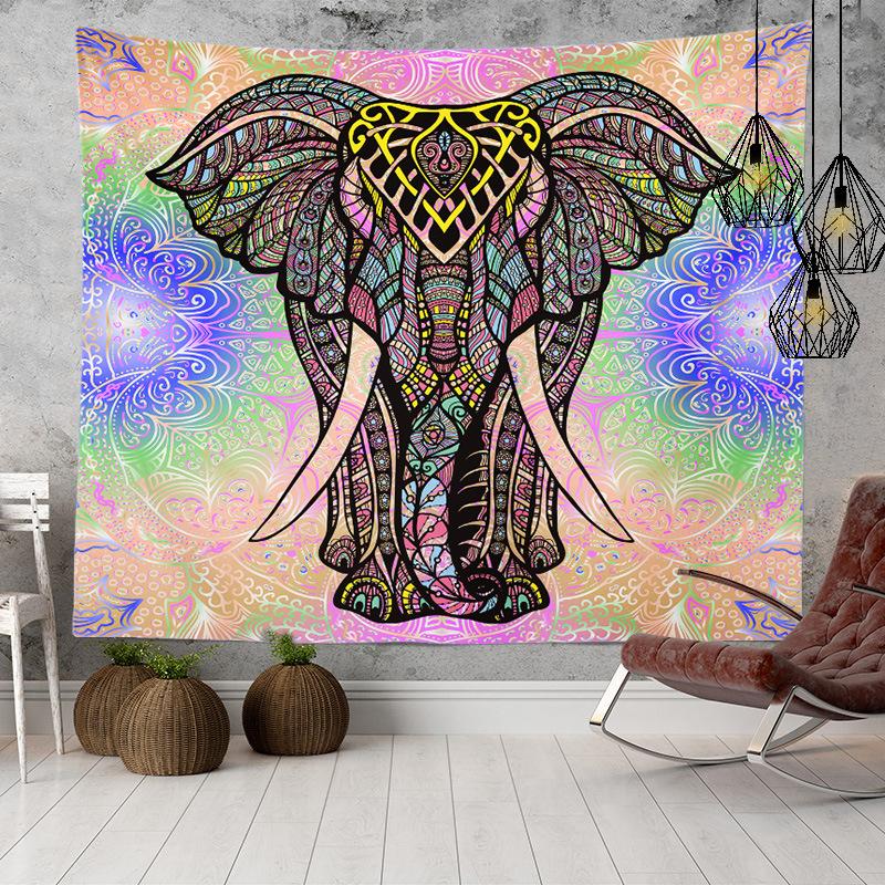 Home Decor Indian Ethnic Tapestry Hanging Elephant Digital Printing Tapestry Living Room Background Cloth Beach Towel