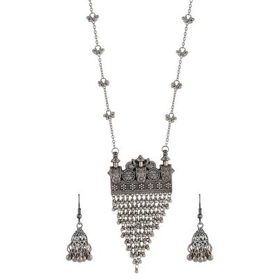 Mode Nieuwste Stijlvolle Traditionele Geoxideerd Zilveren Ketting Sieradenset voor Dames