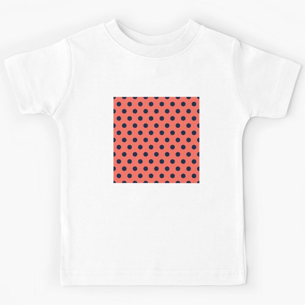 Navy Blue and Orange Polka Dots Kids T-Shirt 150