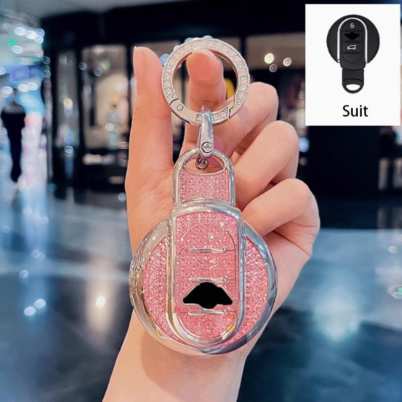 

Diamond Pink Style for BMW Mini Cooper F54 F55 F56 F57 F60 Remote Smart Car Key Case Cover Holder Fob Bag Keychain Accessories