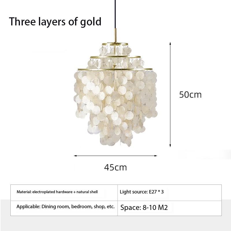 Romantic Led Shell Chandelier Modern Simple Pendent Lamp Natural Shell Wind Chime Lamp Villa Restaurant Suspended Hanging Lamp
