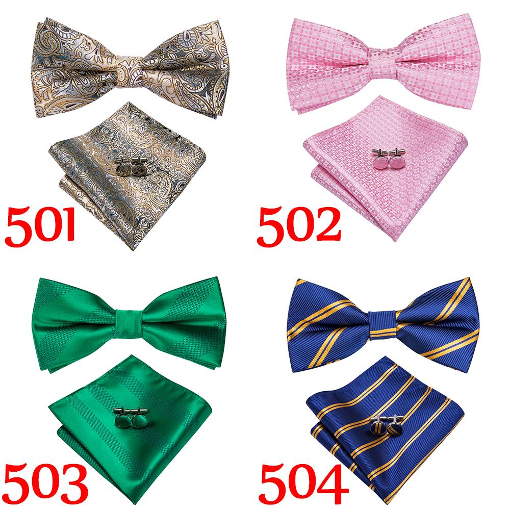 Hi-Tie Mens High Grade Casual  Bowtie Set Formal Wedding Party Ties for Men Bowtie/Cufflinks/Hanky
