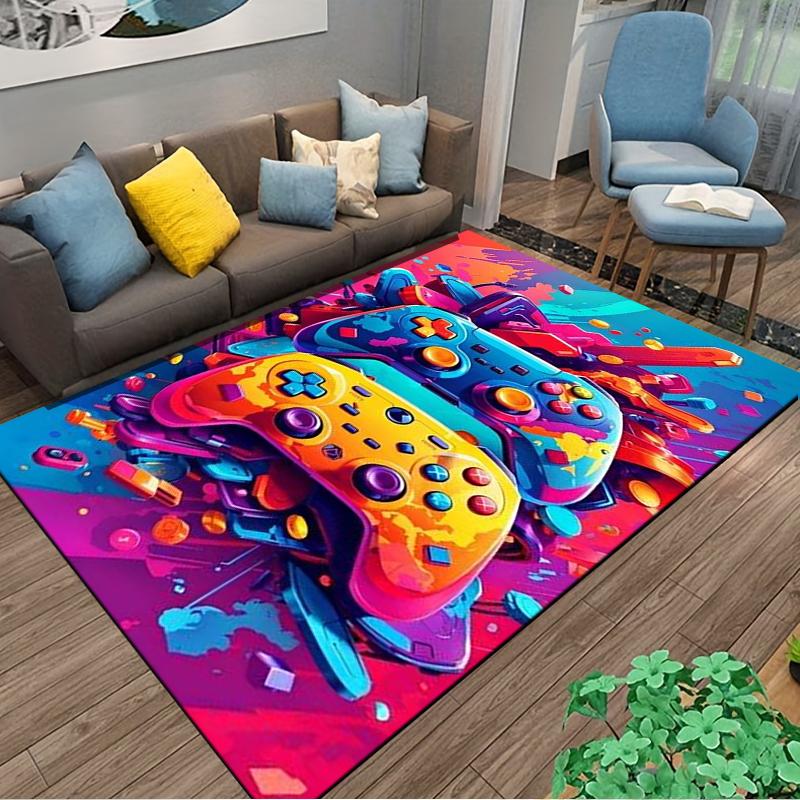 Colorful Gaming Controllers Carpet with Vibrant Abstract Design Suitable for Use As an Anti-slip for Living Room Bedroom Sofas