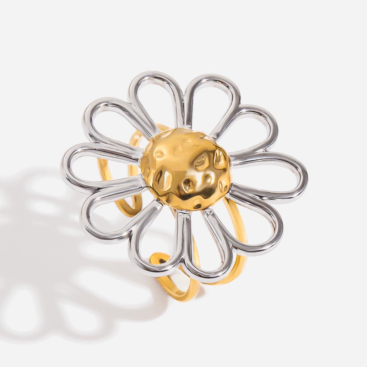 Yori Arrivals Cutout Daisy Flower Adjustable Open Ring  18K Golden PVD Plated Summer Daily Jewelry Gift Wholesale