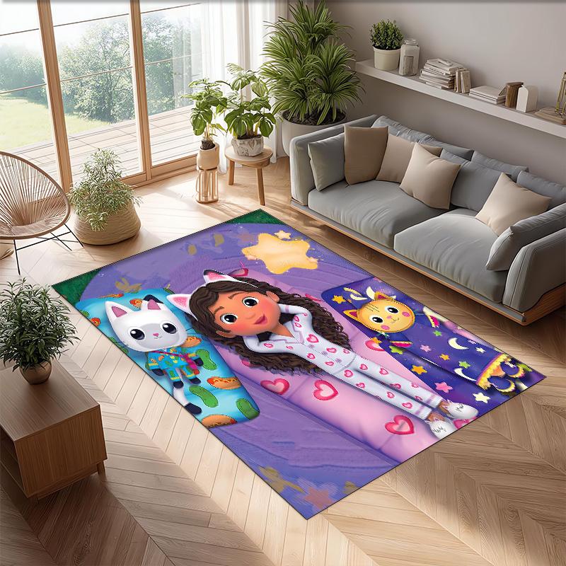 Gaby Dollhouse Printed Crystal Velvet Area Rug, Soft Anti-Slip Water Absorbent Floor Mat for Living Room Bedroom