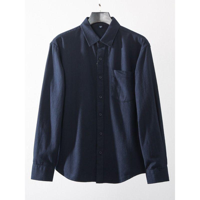 Men's Cotton Shirt Long Sleeves 2024 New Arrival Pure Cotton Brushed Casual Pure Color Export Japanese Style Men's Clothing White Shirt Outwear