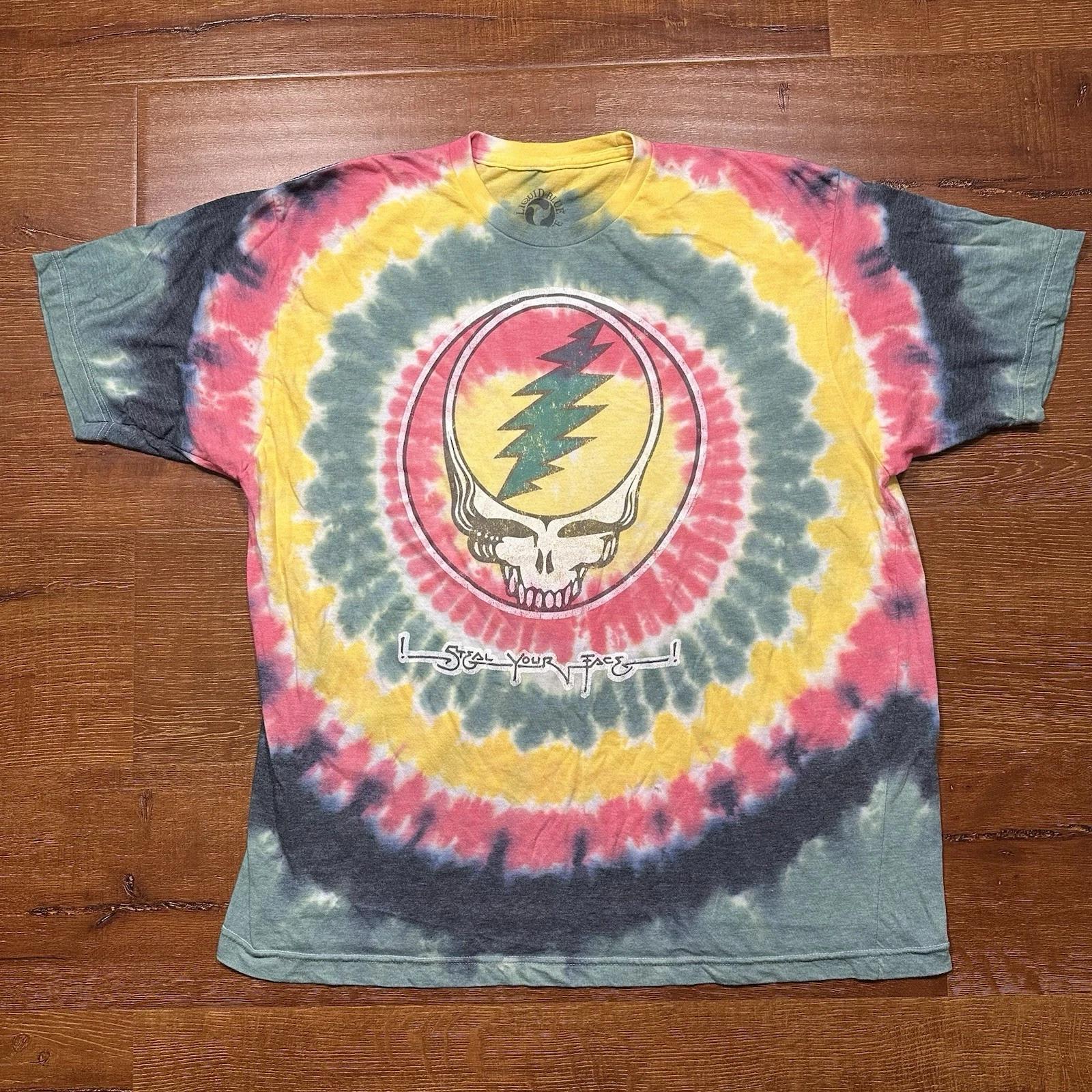 Liquid Blue Grateful Dead T Shirt Mens XL Tie Dye Skull Band Tee Steal Your Face S