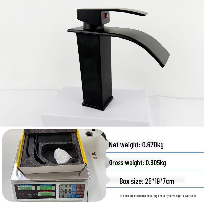 Heiß- und Kaltwasser-Wasserfallhahn mit Kupferkern für Waschbecken & Arbeitsplatte