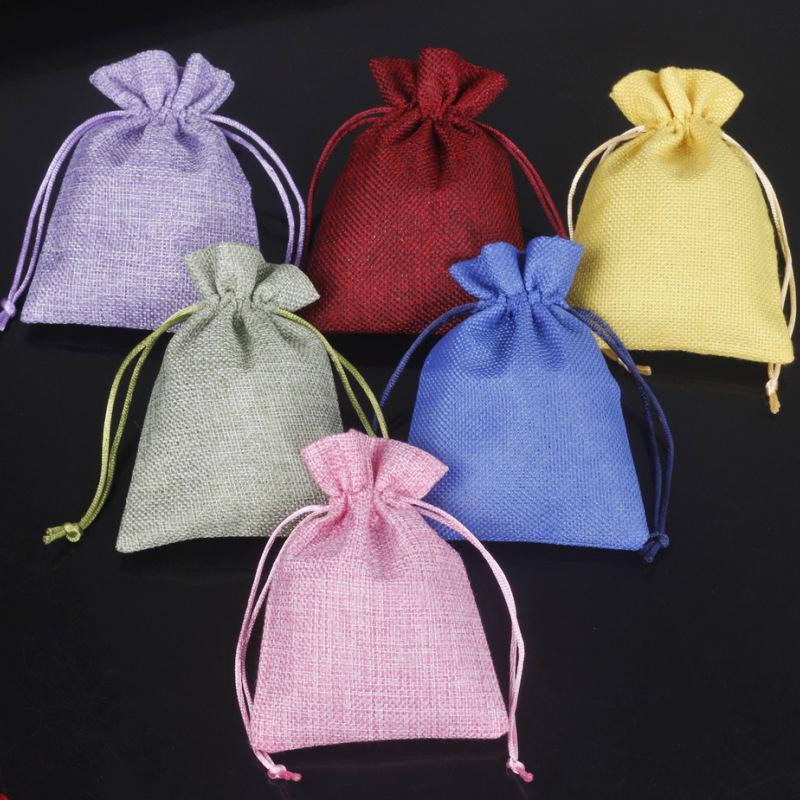 Custom Printed Linen Drawstring Sachet Bag for Jewelry Packaging and Storage