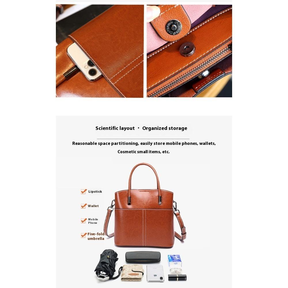 Versatile Leather Bucket Bag Casual Simple Women's Portable Shoulder Messenger Bag Tide