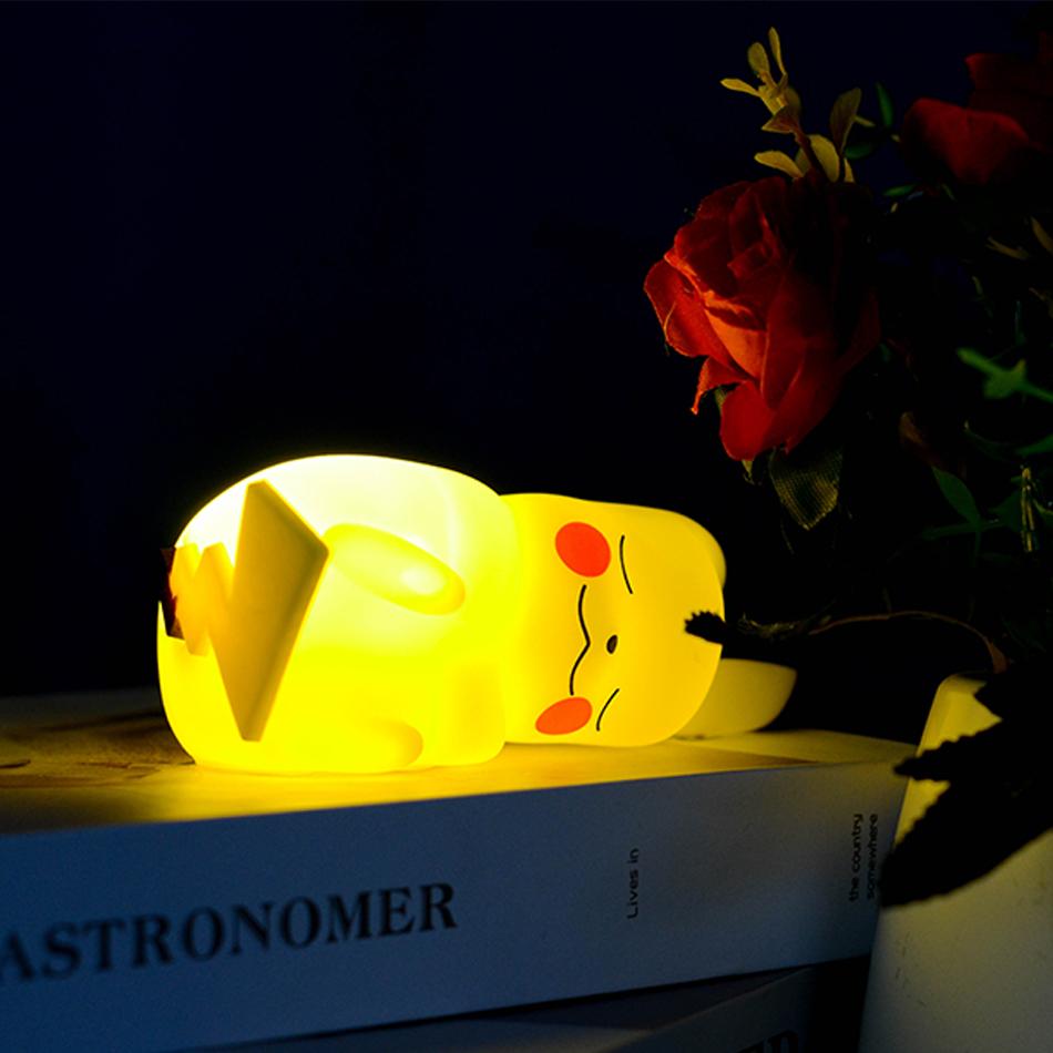 12cm Pokemon Pikachu Night Light Anime Figure Cute Bedside Lamp For Bedrooms Ornaments Children's Luminous Toys Christmas Gift