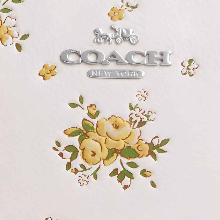 Coach Jamie 19 Floral Print Pebble Leather Camera Bag Women Shoulder Bag Yellow White CAQ38-SVCAH