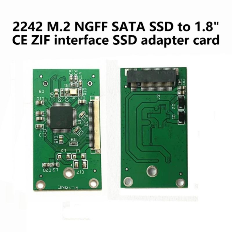 SATAs M.2 NGFFs to 1.8inch CEs ZIF Interfaces Converters Card for 2242 SSDs with JMB20330 Chip