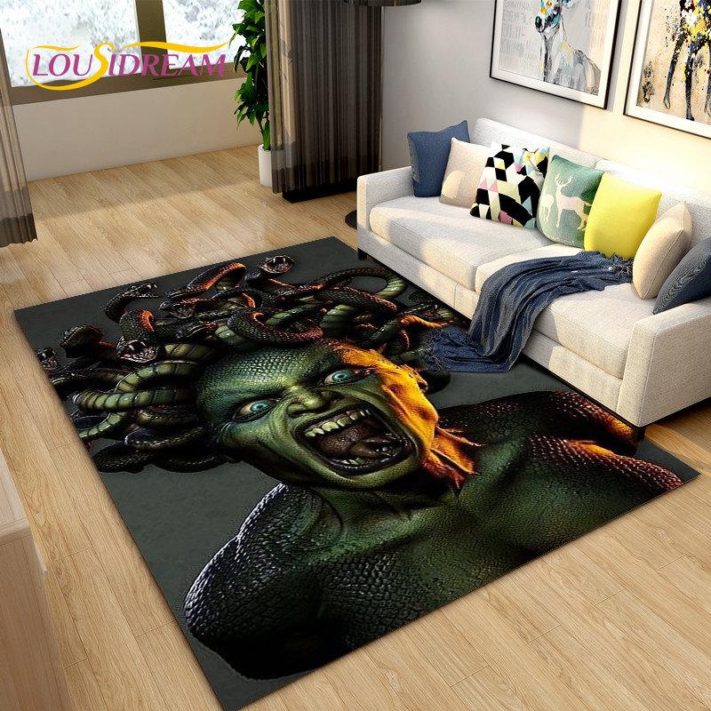 3D Medusa Snake Gorgon Area Rug Large,Carpet Rug for Living Room Bedroom Sofa Doormat Decoration,kids Play Non-slip Floor Mat