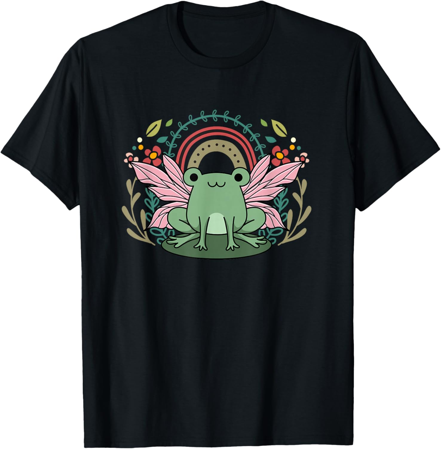 Frog Rainbow Cottagecore Aesthetic Graphic Tee Soft Casual Unisex T-Shirt 4XL