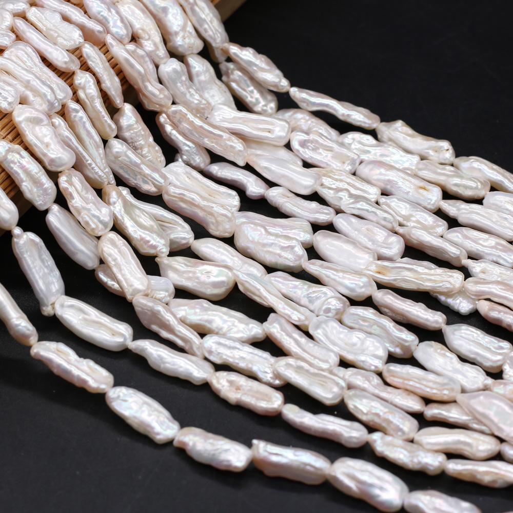 1String, Baroque Pearls, 7×20-8×22mm, Rectangle Natural Freshwater Pearl Beads for Jewelry Making DIY Supplies, Women's Craft Gifts 36cm