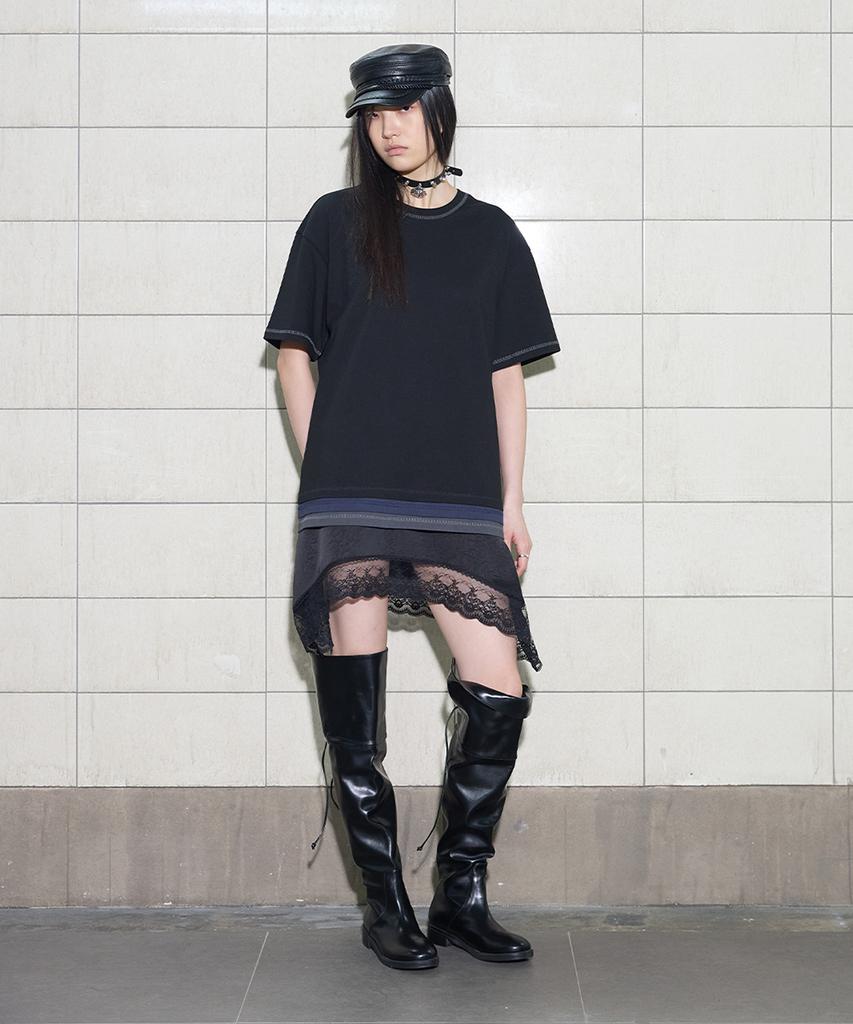 Yusentig Triple Color Block Graphic T-Shirt Black Aw6Me40310