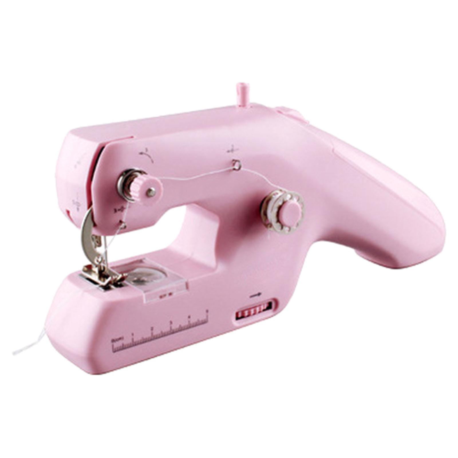 Mini Handheld Sewing Machine Embroidery Tool Accessories Sew Adult Beginners rosa