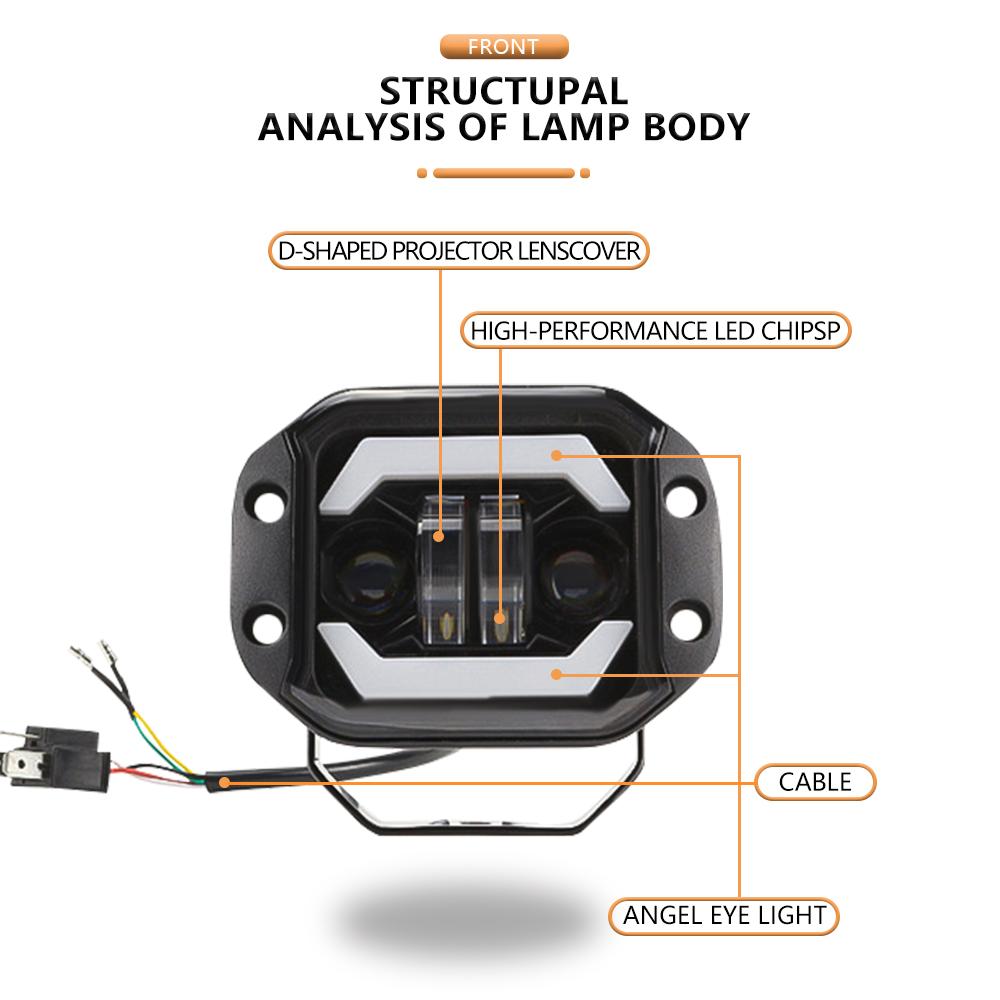 5" Flush Mount LED Light Pods Fog Light Working Lamps Bars 12V 24V Super Bright for Jeep Truck Offroad 4x4 SUV ATV UTV