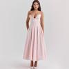 New Sexy Tube Top Deep VA Word Skirt Fashionable Crumpled Sleeveless Backless Long Dress European and American Style Dress