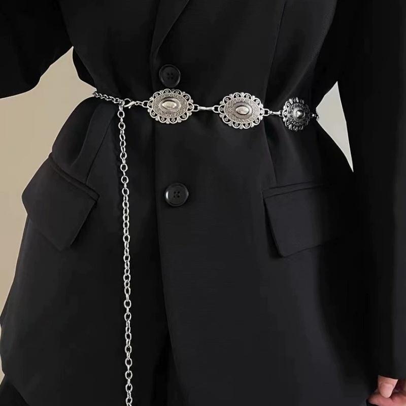 Boho Ethnic Style Retro Metal Sun Moon Waist Chain for Women Fashion Versatile Dress Belt Belly Chain Body Jewelry Accessories