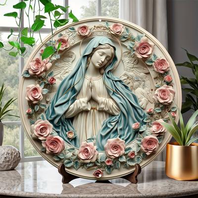 Wood Circular Sign Wall Art Decor Enhancer for Door, Room, Garage, Bathroom - Religious, Simple and Stylish Toilet Door Hanging Decor,  Washroom Sign