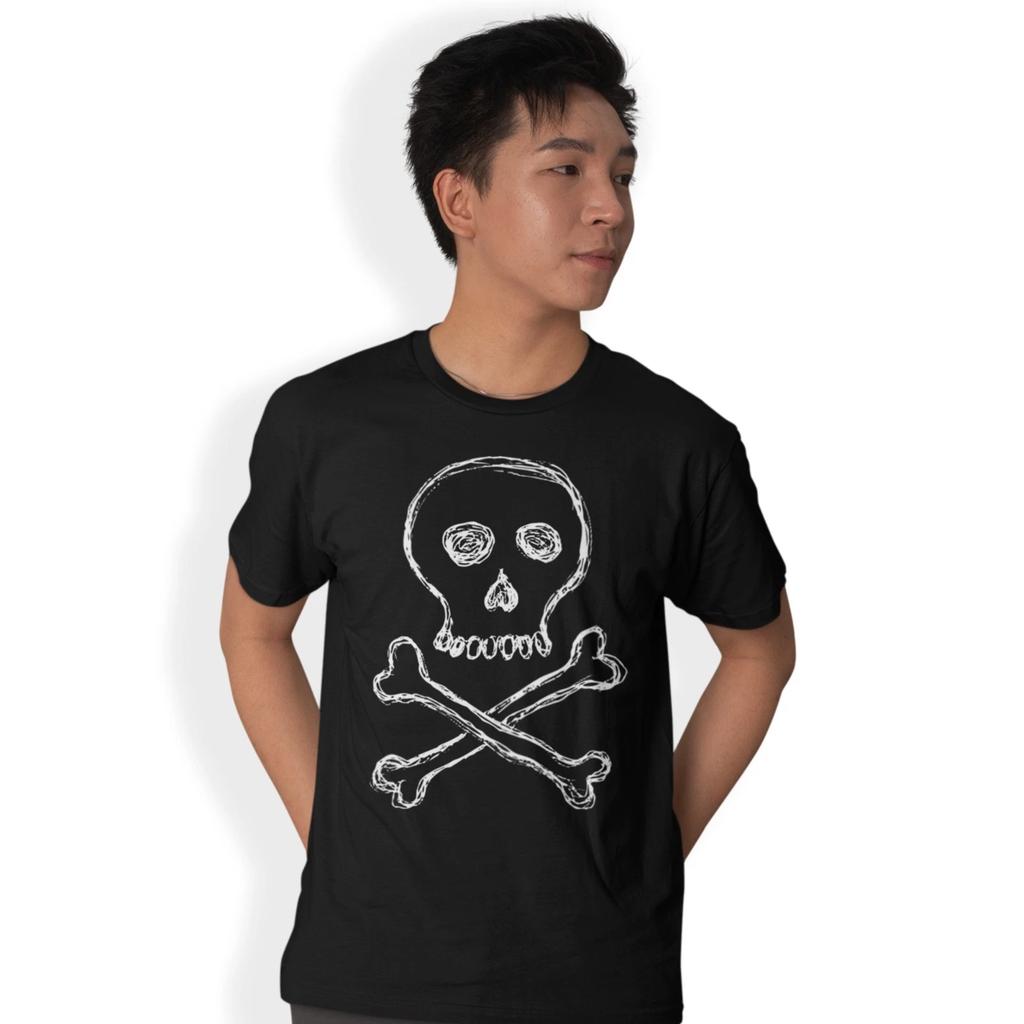 Scribble Skull and Crossbones T-Shirt Pirates Dead Mans Bones Birthday Gift